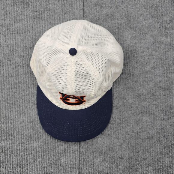 Vintage Auburn Tigers Hat Cap Snap Back Mens White Navy NCAA Football Mesh 90s - Picture 2 of 5